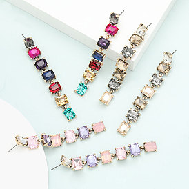 Stylish Long Alloy and Acrylic Earrings with Rhinestone for Spring Fashion