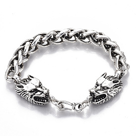 Men's Alloy Wheat Chain Bracelets, Dragon