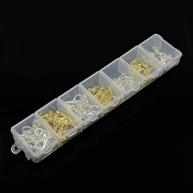 1 Box 140PCS Silver & Golden Zinc Alloy Lobster Claw Clasps, 10~16x6~8mm, Hole: 1.5~2mm, about 20pcs/compartment
