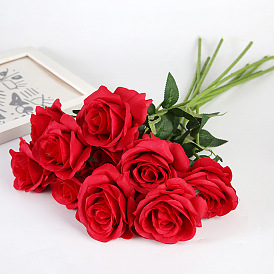 Simulation rose single rose fake flower wedding road leading hand bouquet home decoration flower artificial rose