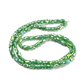 AB Color Plated Glass Beads Strands, Faceted Bamboo Stick