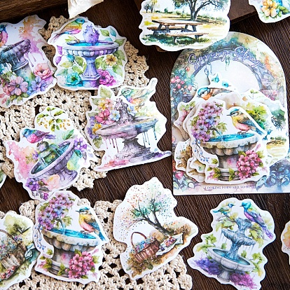 30Pcs Picnic Theme Paper Self-Adhesive Stickers, for DIY Photo Album Diary Scrapbook Decoration