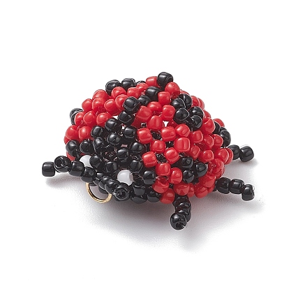 Подвески в виде божьих коровок из стеклянного бисера Toho, с 304 кольцами из нержавеющей стали, реальный 18 k позолоченный