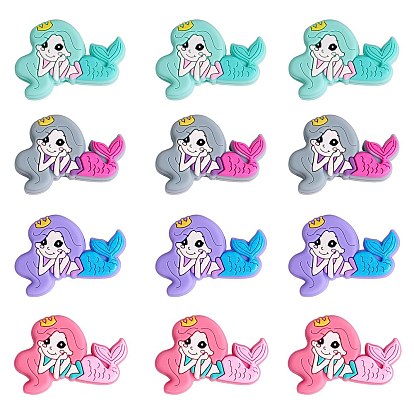 12шт 4 цвета силиконовые фокусные бусины, русалка