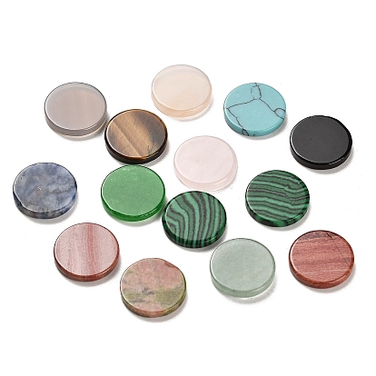 Mixed Gemstone Cabochons, Flat Round