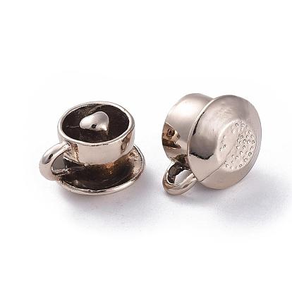 Lead Free & Nickel Free Alloy Coffee Cup Charms, Long-Lasting Plated, 11x15x12mm, Hole: 3mm