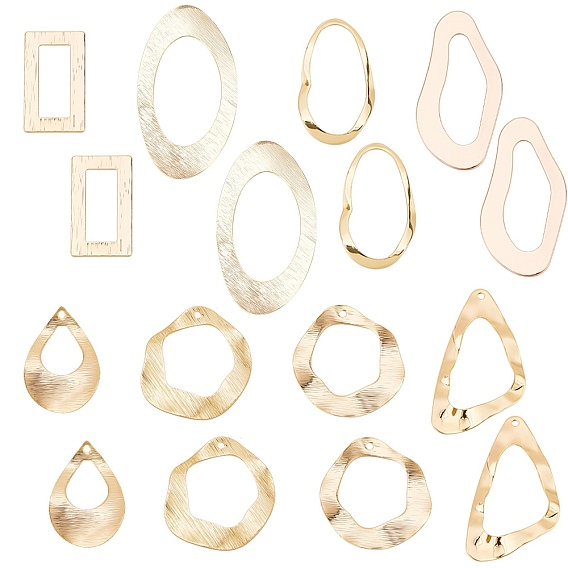 32Pc 8 Style Brass Linking Rings, Mixed Shape