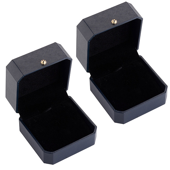 2 шт. подарочные коробки для ожерелий из искусственной кожи, с позолоченной железной пуговицей и бархатом внутри, для свадьбы, футляр для хранения ювелирных изделий