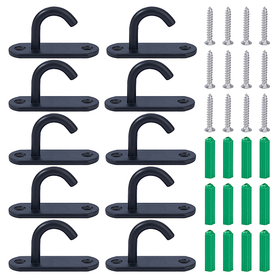 10шт. прочные потолочные крюки из нержавеющей стали с железными винтами и пластиковыми дюбелями