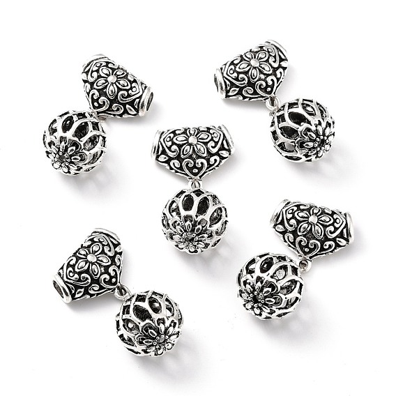 Tibetan Style Alloy European Dangle Charms, Large Hole Pendants, Round