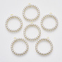 ABS Plastic Imitation Pearl Pendants, with Alloy Cabochon Settings, Round Ring