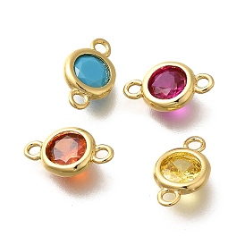 Подвески из латуни с кубическим цирконием, плоские круглые ссылки, реальный 18 k позолоченный, без кадмия и без свинца, долговечный, стойки покрытие