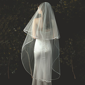 Velo de novia de malla de poliéster de doble capa de 1.35m con peinetas, para decoraciones de fiesta de boda para mujeres