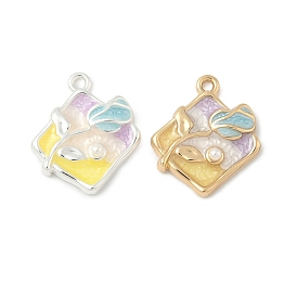 Подвески из эмали и сплава, с имитацией абс-скульптуры, ромб с цветочной подвеской, стойки покрытие, без свинца и без кадмия