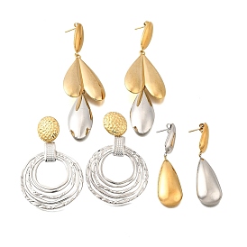 304 двухцветные серьги-гвоздики из нержавеющей стали, золотые и нержавеющая сталь цвет