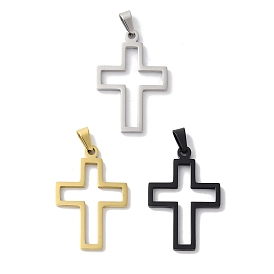 Ion Plating(IP) 304 Stainless Steel Pendants, Religion, Cross Charm