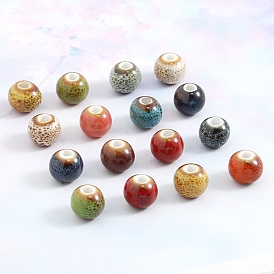 Vintage Style Bead, DIY Accessories Mixed 8mm Flower Glazed Round Ceramic Loose Beads, Jingdezhen Ceramic Beads, Hand String Accessories