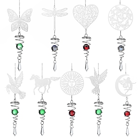 Metal Pendant Decorations, Home Hanging Decorations, with Glass Charm