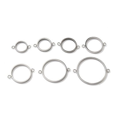 304 Подвески-коннекторы с открытой задней частью из нержавеющей стали, для diy уф смолы, эпоксидная смола, Прессованные цветочные украшения, плоско-круглые