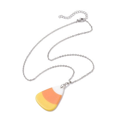 Halloween Acrylic Candy Corn Pendant Necklaces, Cable Chains
