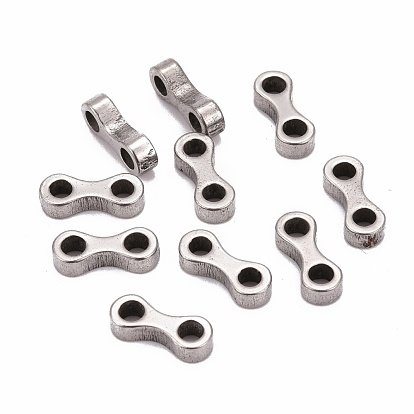 201 Stainless Steel Bead Spacer Bars, 12x5x2mm, Hole: 2.5mm