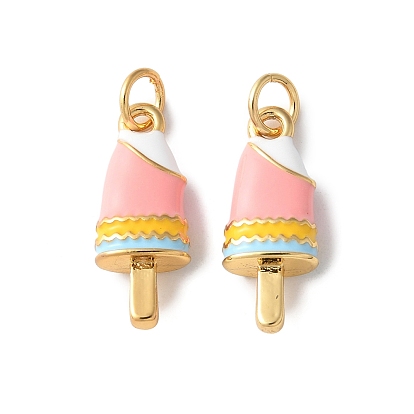 Стойка для мороженого, латунные эмалированные подвески, с целью перехода в кольце, долговечный, без кадмия и без свинца, реальный 18 k позолоченный