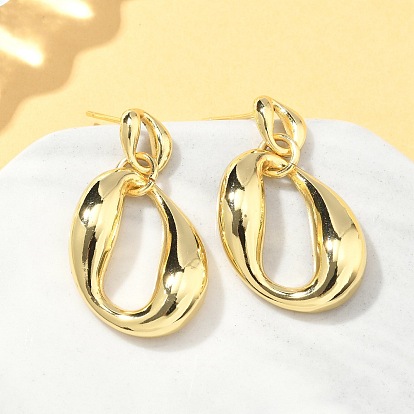 Овальные латунные серьги-гвоздики с подвесками, без свинца и без кадмия, долговечный