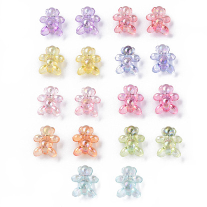 Transparent Acrylic Beads, AB Color Plated, Bear