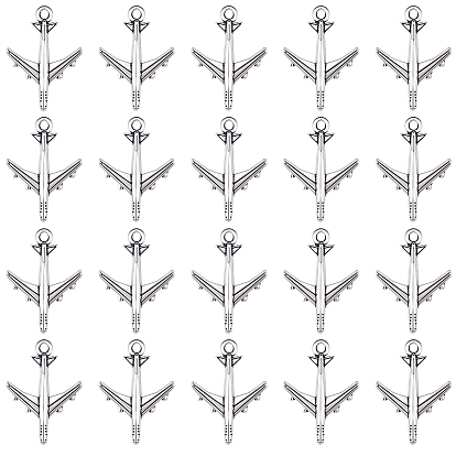 100Pcs Tibetan Style Alloy Pendants, Airplane Charms