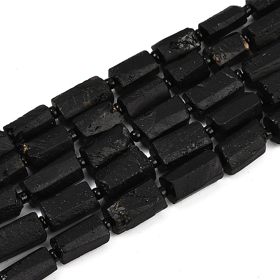 Natural Black Tourmaline Beads Strands, Faceted, Column