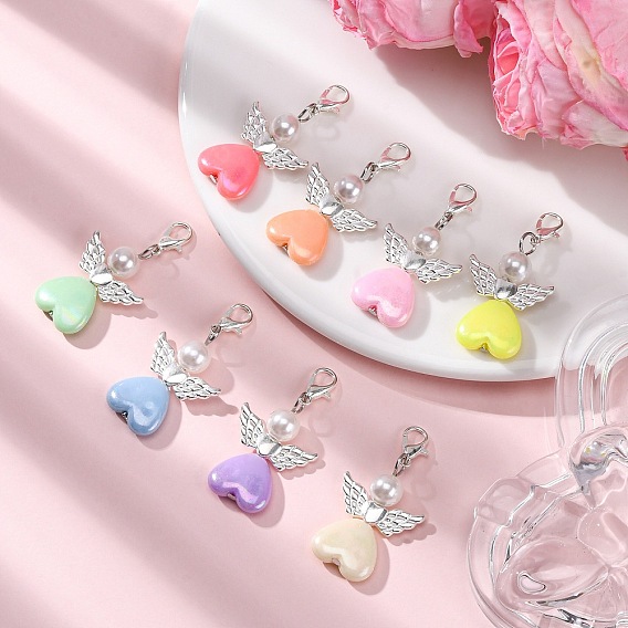 Акриловые подвески в виде ангела, Сплав с застежками