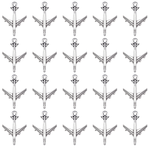 100Pcs Tibetan Style Alloy Pendants, Airplane Charms