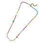 Colorful Glass Bead Necklace with Heart Shell and Gold-Plated Lobster Clasp Stainless Steel Bracelet for Women's Fashion Jewelry