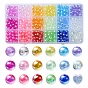 526Pcs 18 Style Transparent Acrylic Beads, AB Colors Plated, Round & Heart