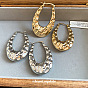 Pendientes de aro de hierro texturizado para mujer, oval