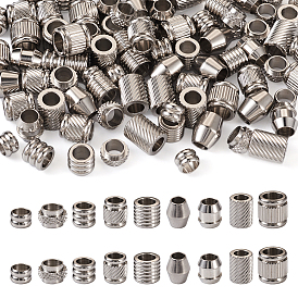 90 шт. 9 стили 201 европейские бусины из нержавеющей стали, бусины с большим отверстием, колонна, биконус и рондель