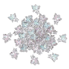 20 шт. 2 подвески из сплава цветов с цветной смолой ab, бабочки прелести, платина