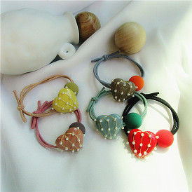 Colorful Pearl Hair Ties - Cute Heart-shaped Elastic Hairbands for Girls.