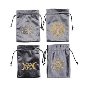 Velvet Jewelry Storage Drawstring Pouches, Rectangle Tarot Card Bags, for Witchcraft Articles Storage