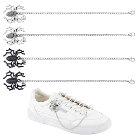 8Pcs 2 Styles 304 Stainless Steel Boot Strap Chains, with Alloy Spider Pendants