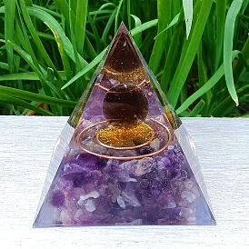 Crystal Pyramid Ornament Gravel Epoxy Resin Crafts Home Office Decoration
