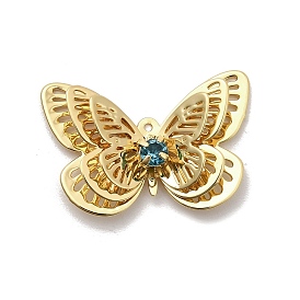 Латунные подвески, бабочки прелести, со стразами, долговечный, без никеля 