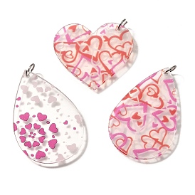 Печатные акриловые подвески, ярко-розовый, с платиновым шлейфом