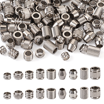 90 шт. 9 стили 201 европейские бусины из нержавеющей стали, бусины с большим отверстием, колонна, биконус и рондель