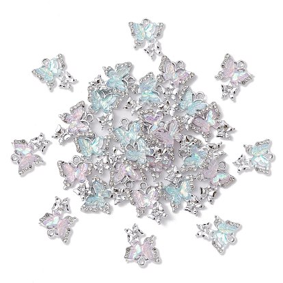 20 шт. 2 подвески из сплава цветов с цветной смолой ab, бабочки прелести, платина