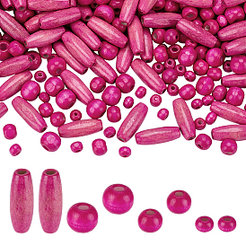 480шт 4 стили окрашенные бусины из натурального дерева, рис и круглый