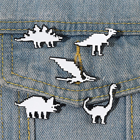 Cute Black and White Dinosaur Shaped Enamel Pin Badge for Alloy Animal Brooch