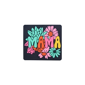 Квадрат с цветком и надписью «мама», экологически чистые силиконовые фокальные бусины пищевого качества, силиконовые бусы для прорезывания зубов