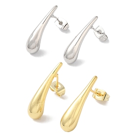 Teardrop Brass Ear Studs, Stud Earrings for Women