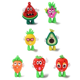 PVC Plastic Pendants, Fruit Style, Strawberry/Apple/Pineapple/Avocado/Watermelon/Pitaya/Carrot Charm
